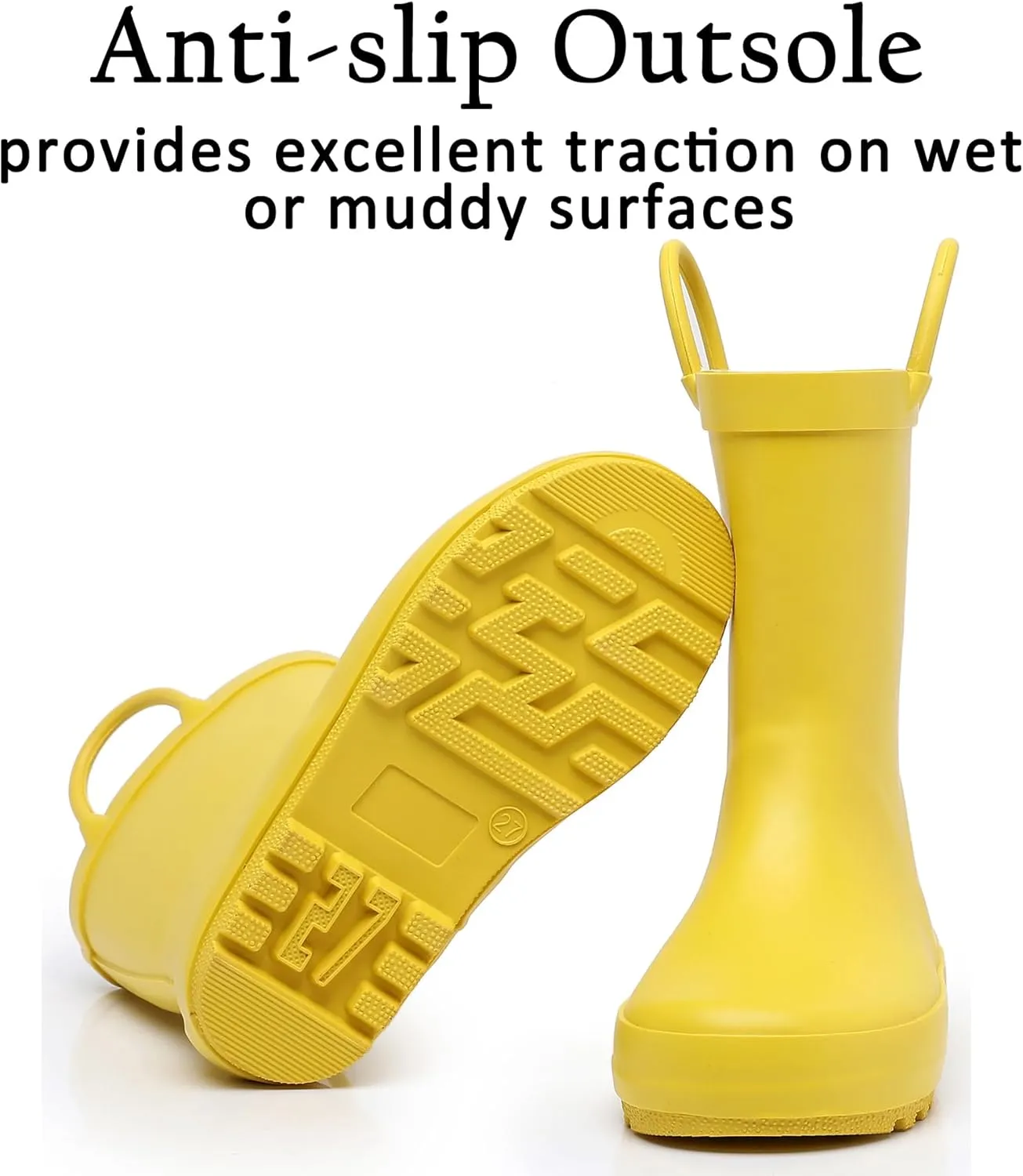 Toddler Rain Boots for Boys and Girls Waterproof Rubber Kids Rain Boots with Easy on Handles All-season