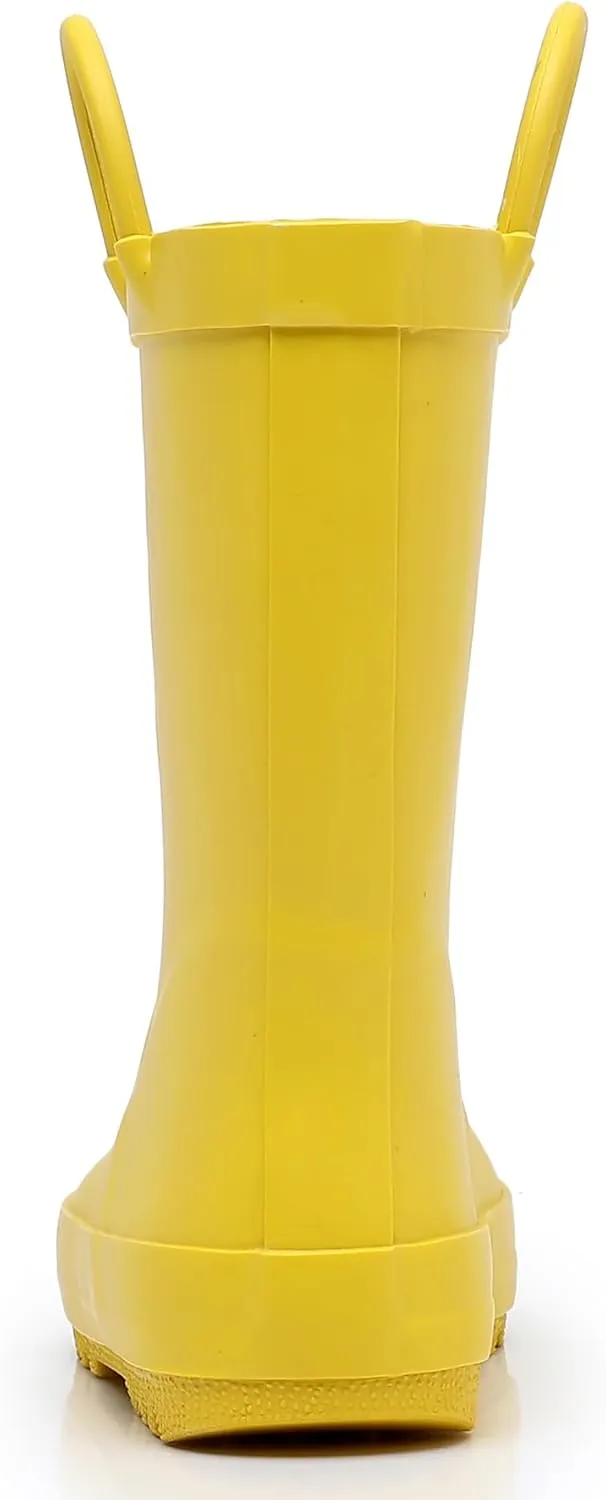 Toddler Rain Boots for Boys and Girls Waterproof Rubber Kids Rain Boots with Easy on Handles All-season