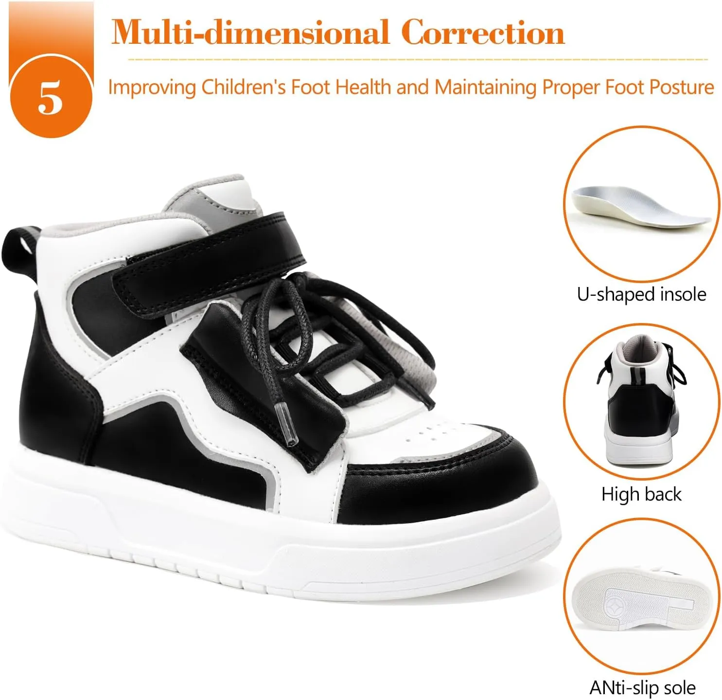 Toddlers Orthopedic Shoes with Ankle and Arch Support,Thick Sole Sneakers