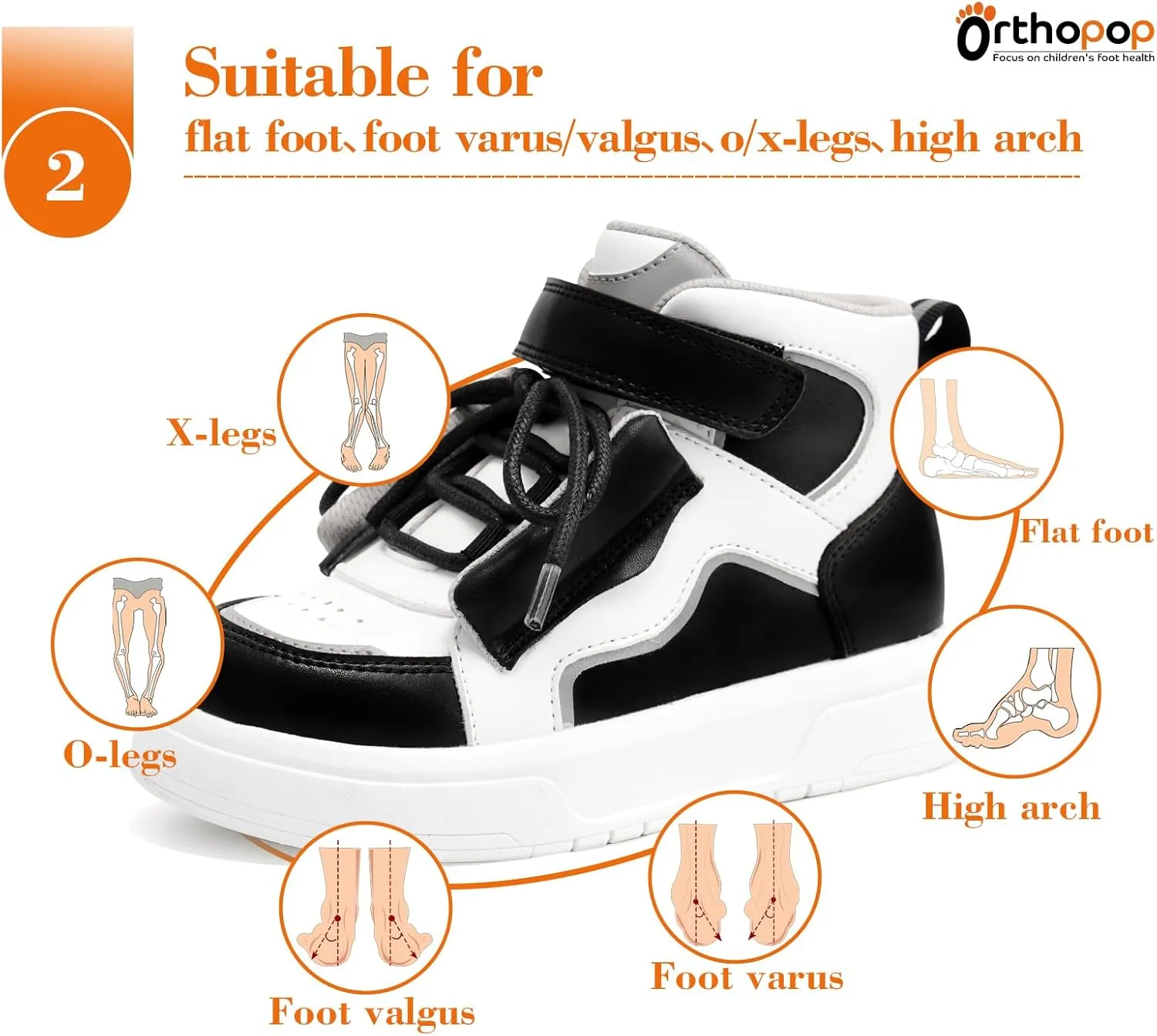 Toddlers Orthopedic Shoes with Ankle and Arch Support,Thick Sole Sneakers