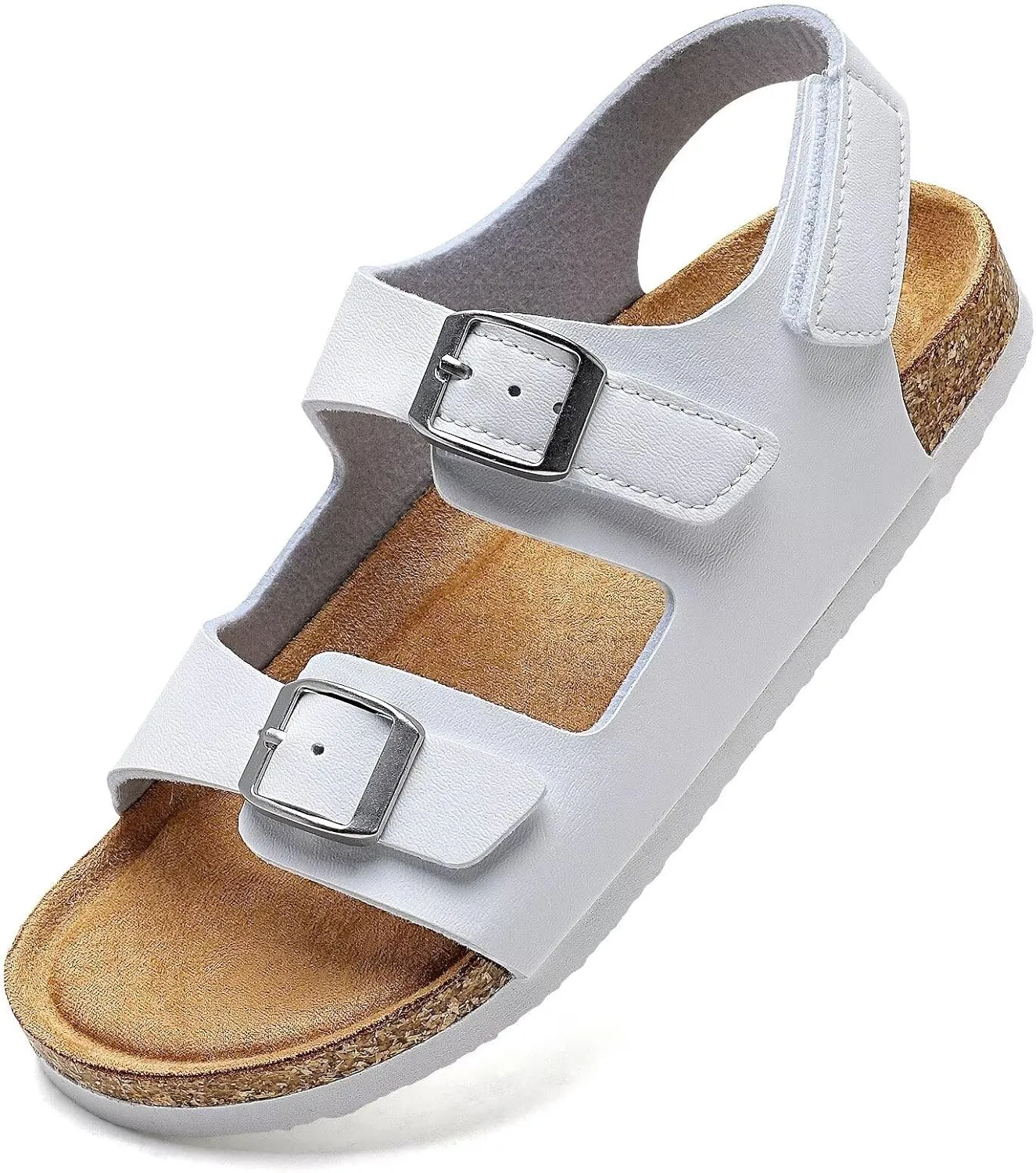 Torotto Toddler Kids Sandals Boys Girls Cork Footbed Sandals with Adjustable Buckle Casual Slides Open Toes Flat