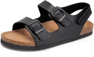 Torotto Toddler Kids Sandals Boys Girls Cork Footbed Sandals with Adjustable Buckle Casual Slides Open Toes Flat