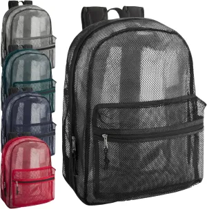 Trail maker (24 Pack) Mesh Backpack Heavy Duty Bulk Wholesale for School, Kids, Adults, Swimmers (Assorted Colors Pack)