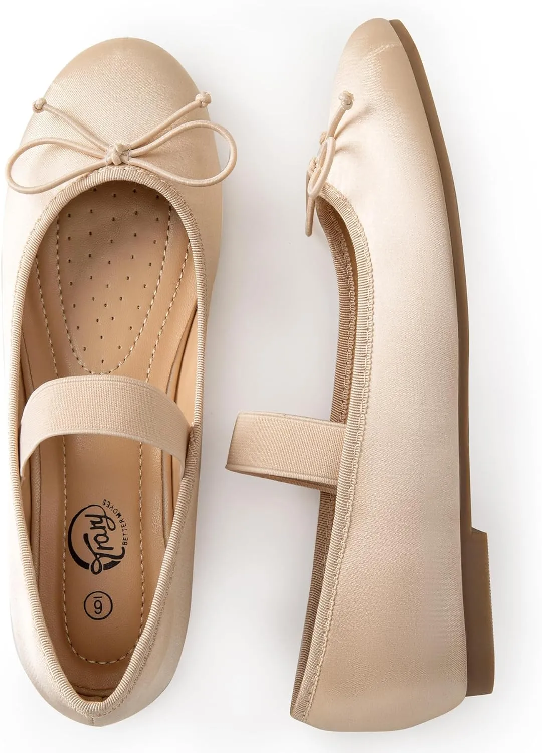 Trary Ballet Flats for Women, Mary Jane Shoes Women, Women's Flats, Round Toe Flats Shoes Women, Comfortable Flats Shoes for Women, Cute Bowknot Dress Shoes, Elastic Straps Mary Janes for Women