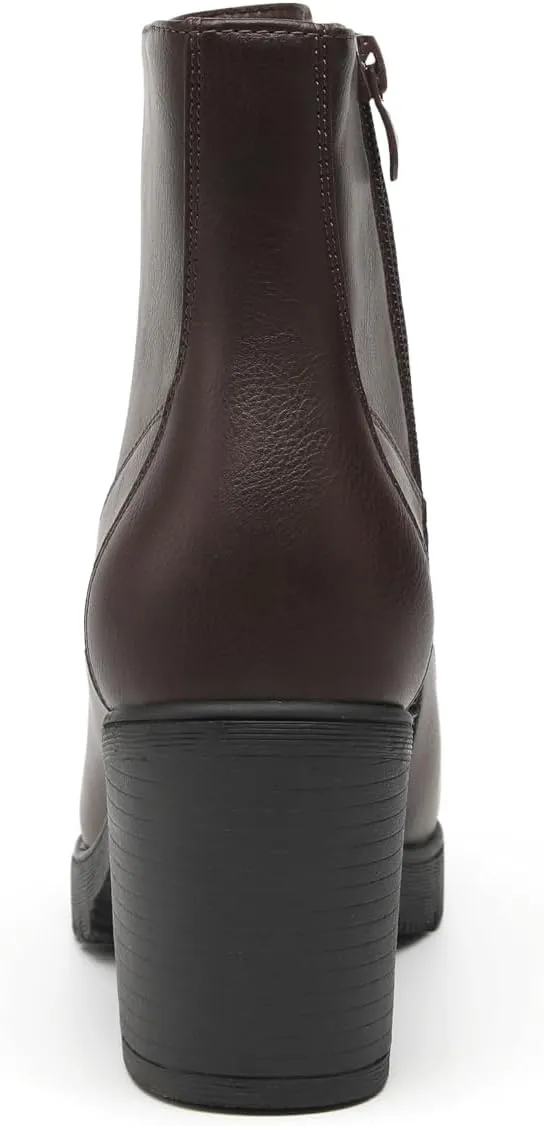 TYNDALL Women's Chunky Heel Ankle Boots Stylish High Heel Lace-Up Side Zipper Booties for Girls Black Women's Boots