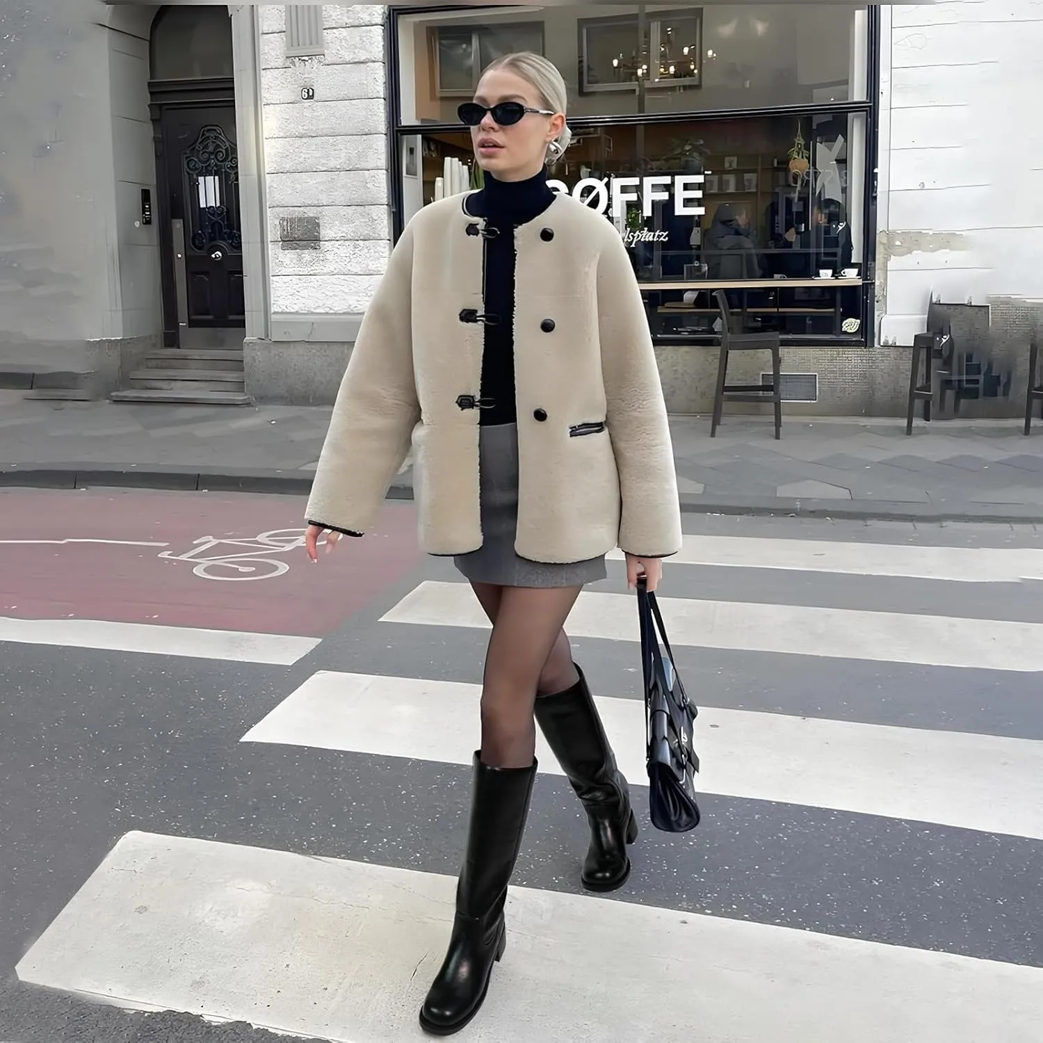 UBWDU Women's Knee High Boots Chunky Block Heel Long Boots Square Toe Low Heel Boots for Women