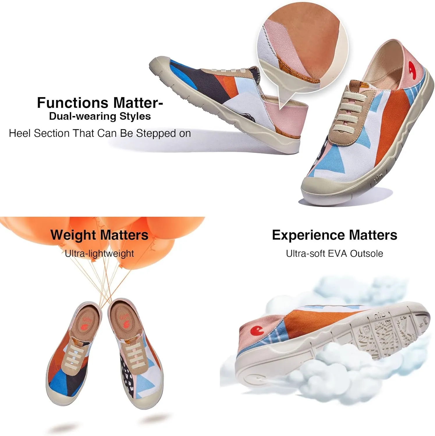 UIN Women's Fashion Sneakers Lightweight Walking Casual Slip Ons Loafers Comfortable Art Painted Travel Shoes Cadiz
