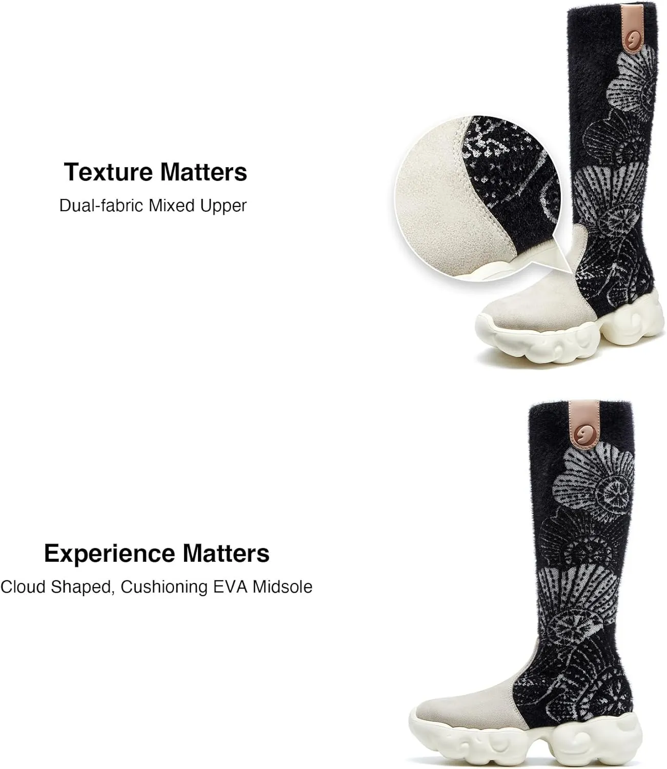 UIN Women's Platform Fashion Boots Comfortable Chunky Art Travel Shoes Cloud Series