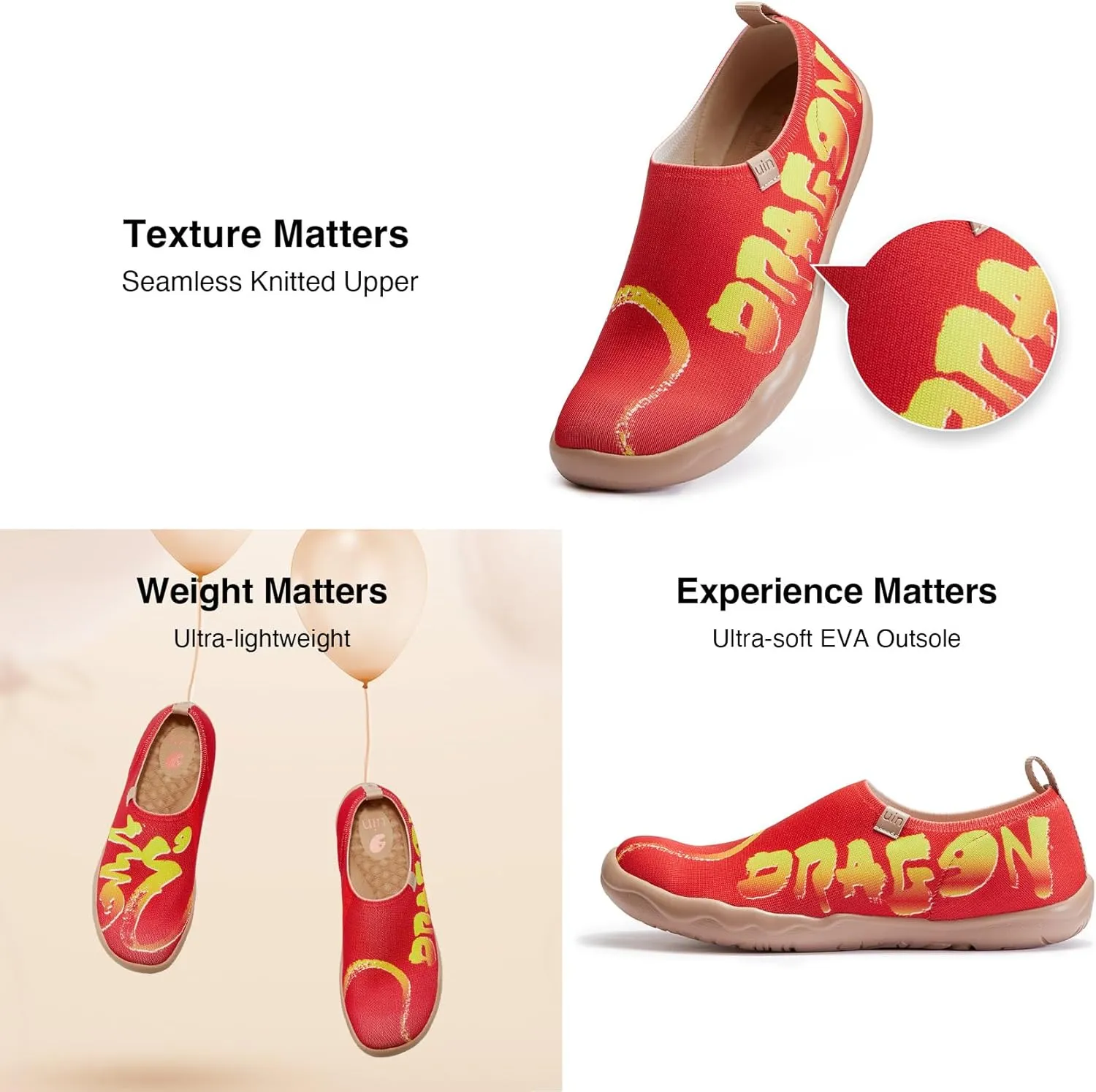UIN Year of The Dragon Women's Travel Walking Shoes Slip On Casual Loafers 2024 Chinese Lunar New Year