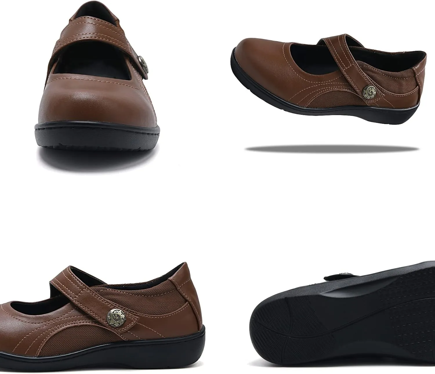 UZB Mary Jane Shoes Women Orthopedic Flats Comfortable Non Slip Work Shoes with Memory Foam