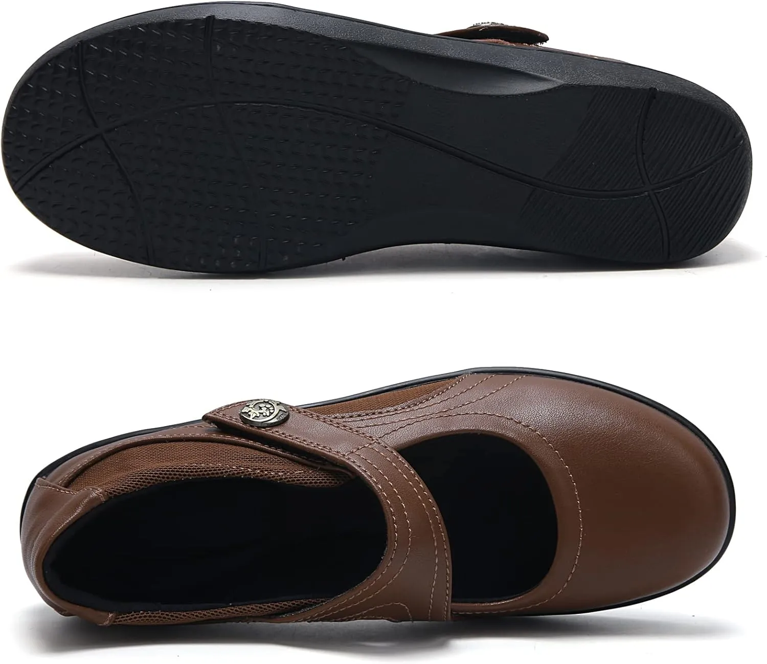 UZB Mary Jane Shoes Women Orthopedic Flats Comfortable Non Slip Work Shoes with Memory Foam