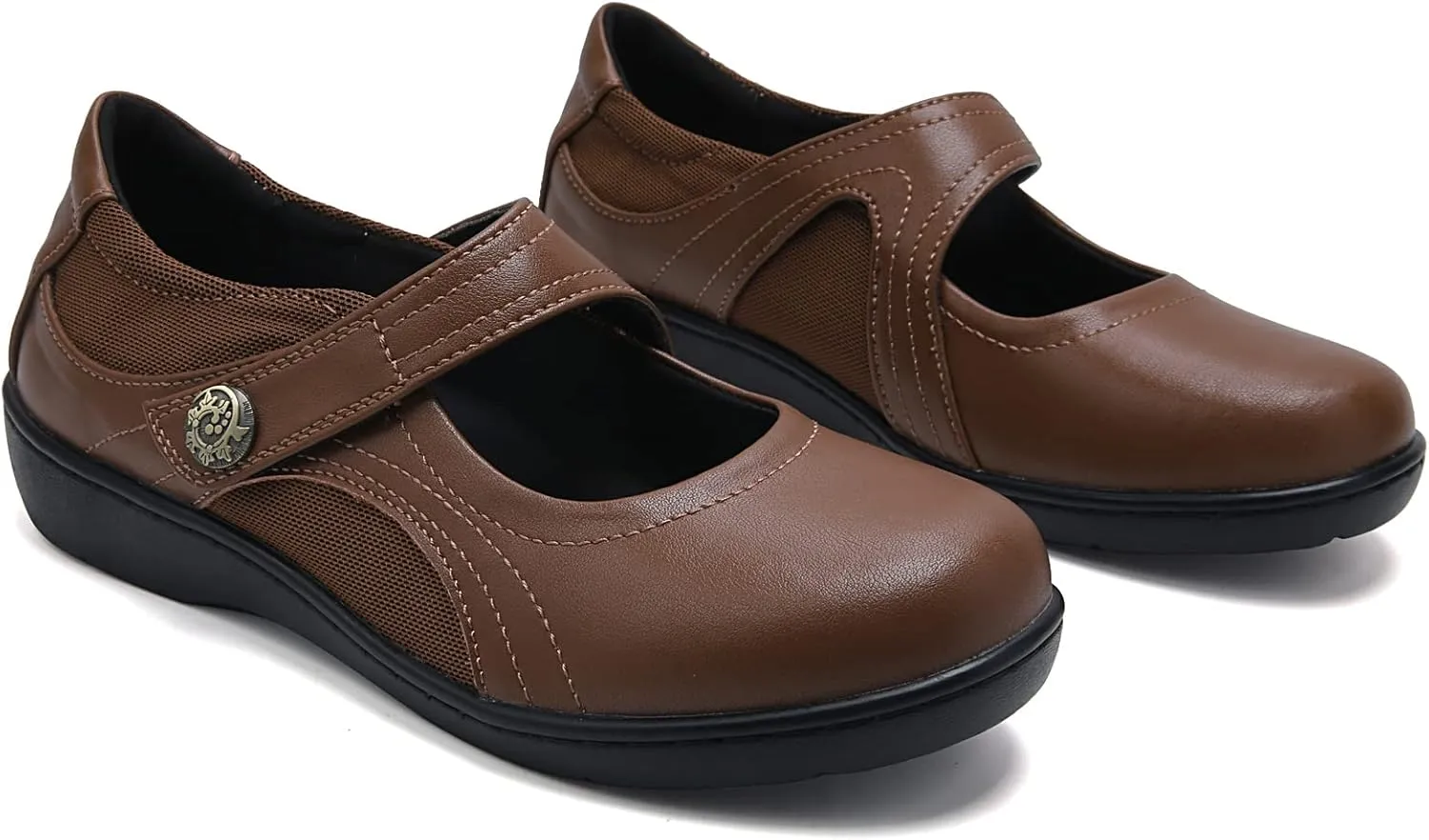 UZB Mary Jane Shoes Women Orthopedic Flats Comfortable Non Slip Work Shoes with Memory Foam