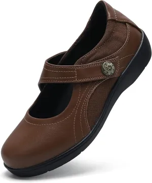 UZB Mary Jane Shoes Women Orthopedic Flats Comfortable Non Slip Work Shoes with Memory Foam