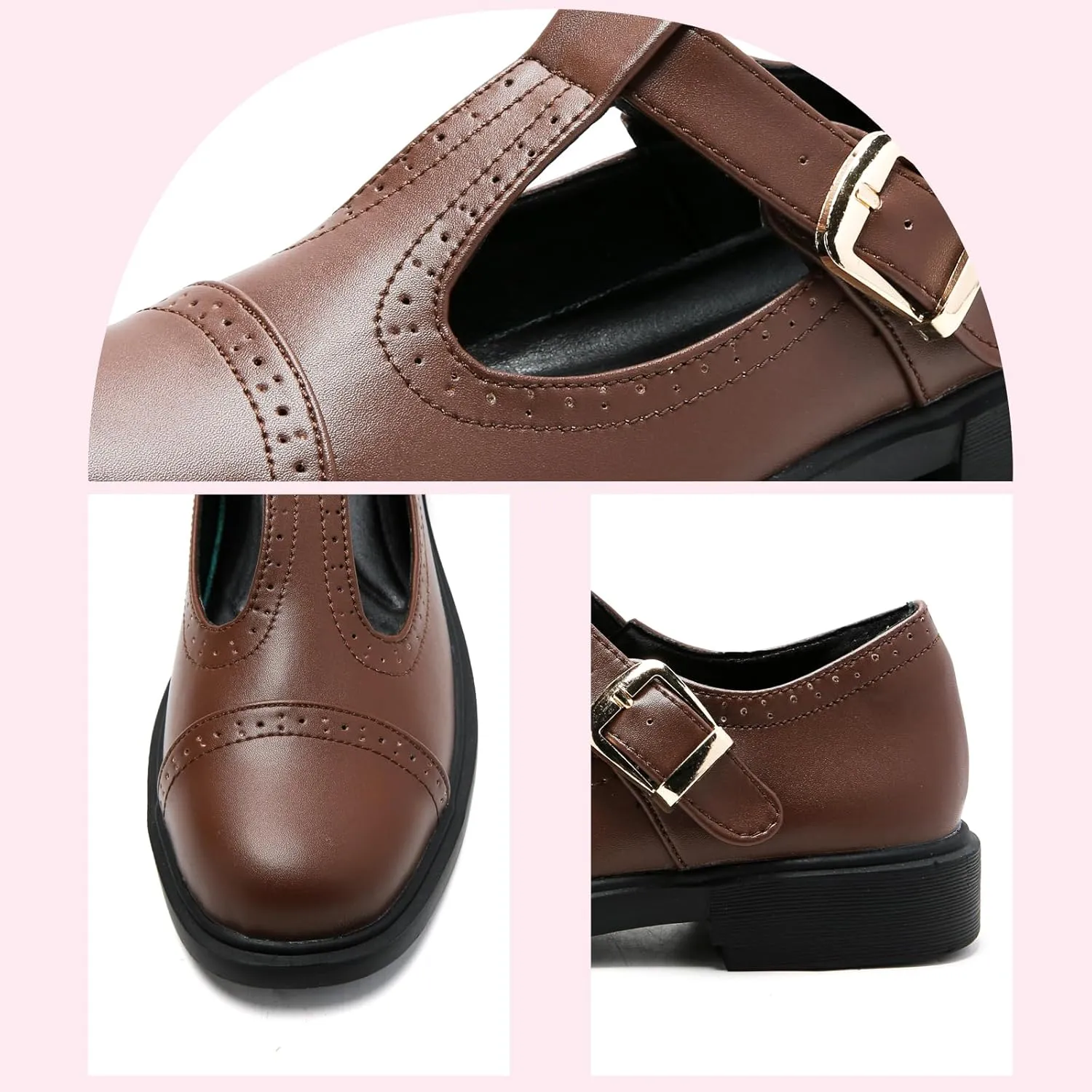 UZB Mary Jane Shoes Womens Flat Shoes Round Toe Memory Foam Casual Dress Shoes