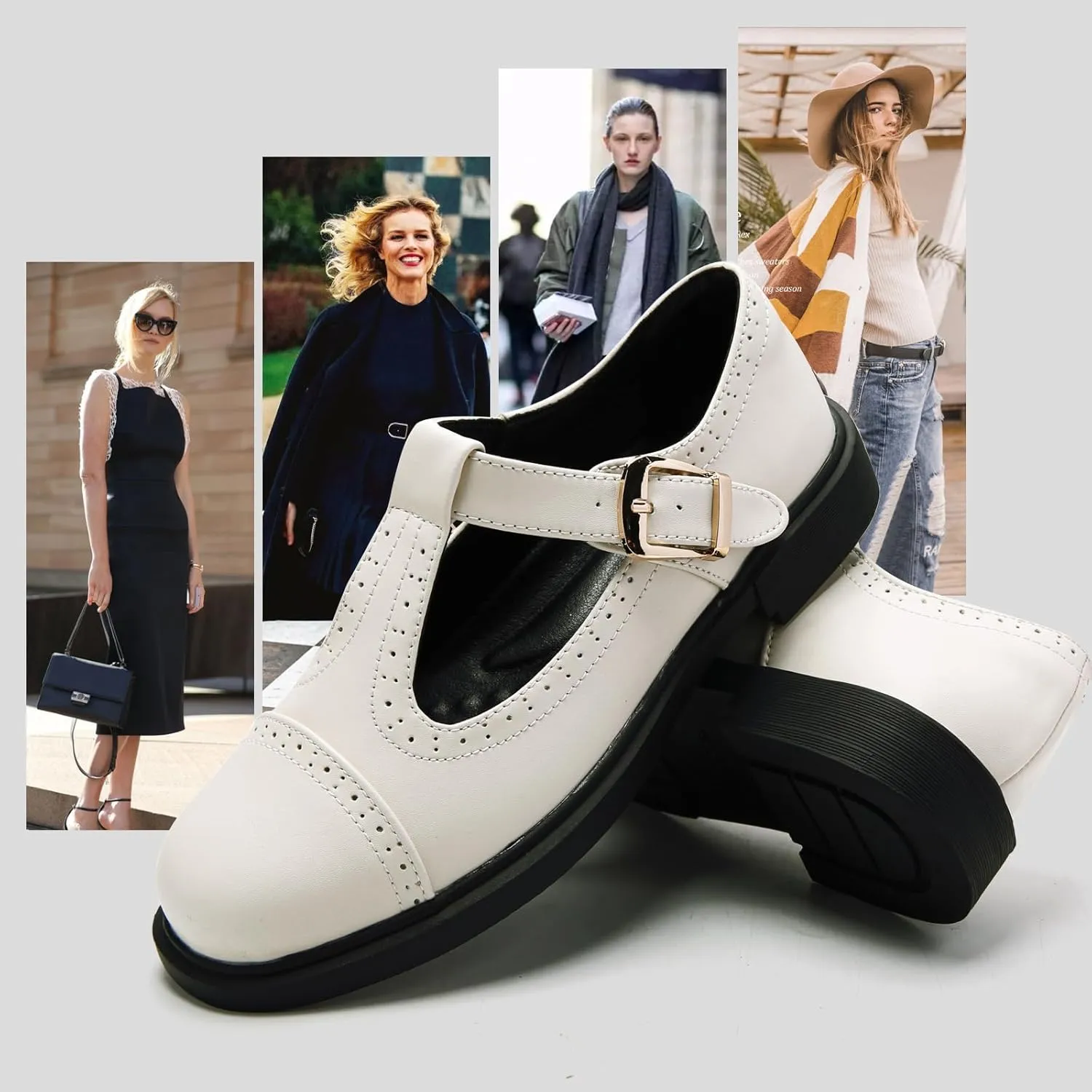 UZB Mary Jane Shoes Womens Flat Shoes Round Toe Memory Foam Casual Dress Shoes