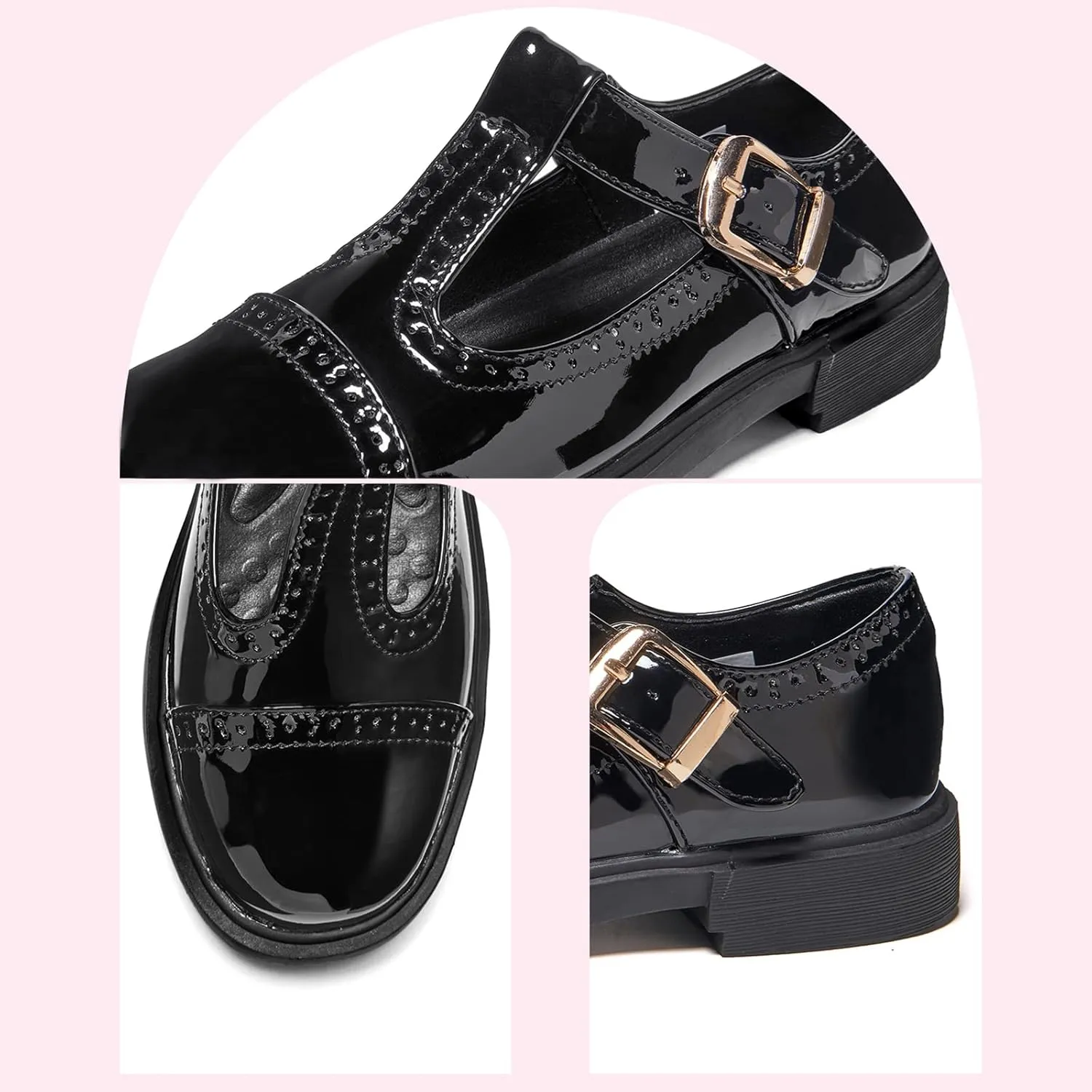 UZB Mary Jane Shoes Womens Flat Shoes Round Toe Memory Foam Casual Dress Shoes