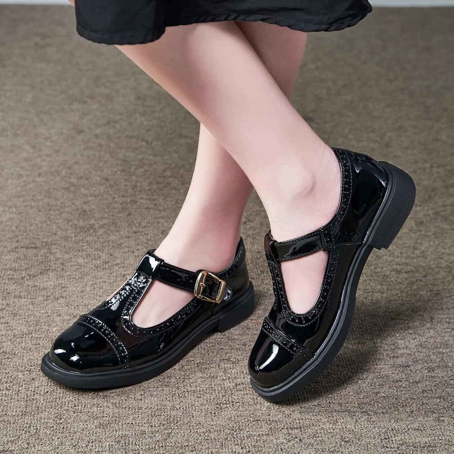UZB Mary Jane Shoes Womens Flat Shoes Round Toe Memory Foam Casual Dress Shoes