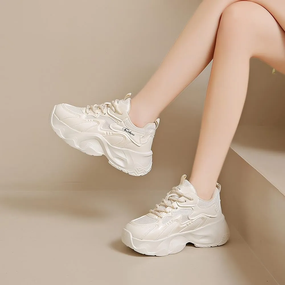 VAXAV Women's Stylish Chunky Shoes Breathable Mesh Platform Sneakers Casual Jogging Walking Shoes 5.5-8.5