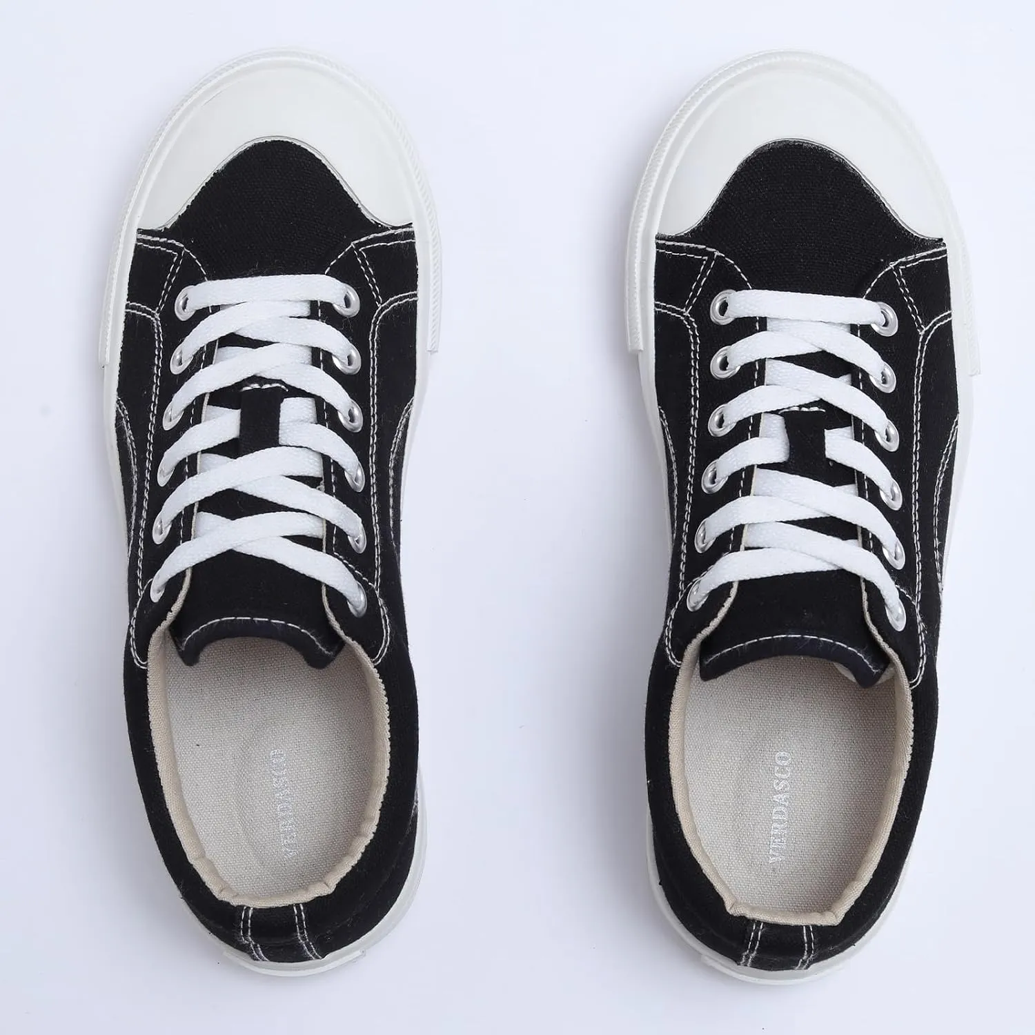VERDASCO Womens Fashion Sneakers Casual Canvas Shoes with Thick Insole Comfort Walking Shoes Ladies Tennis Shoes