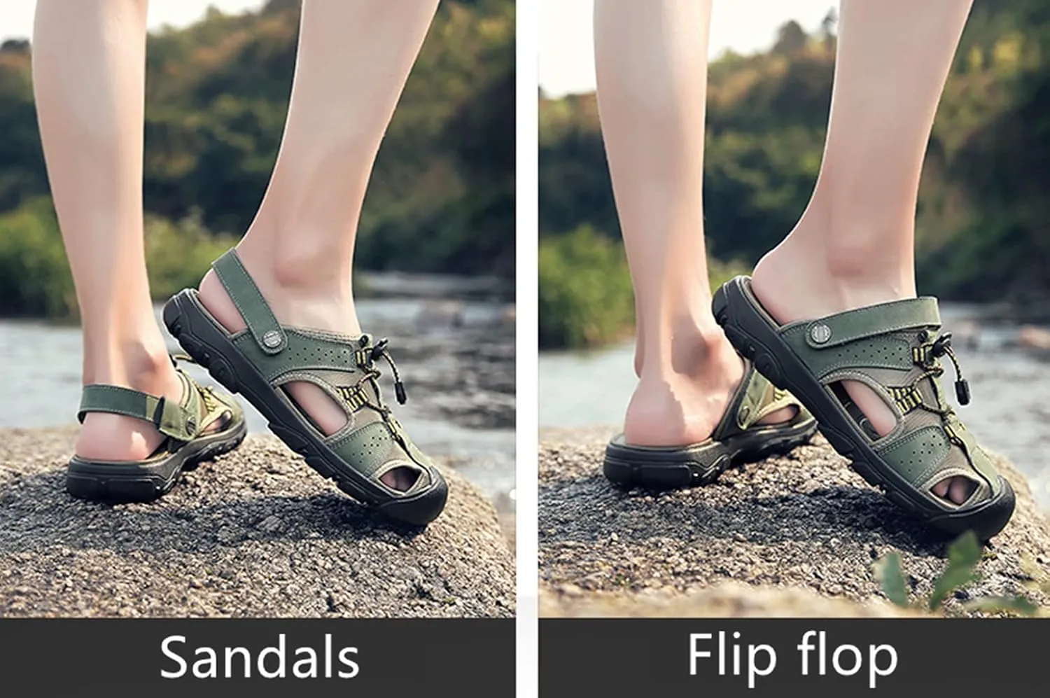 Veslexth Men's Outdoor Adjustable Closed Toe Sandals Leather Handmade Shoes Fisherman Anti-Slip Casual Sandal Fashion Water Breathable Slippers for Walking Trail Driving Travel