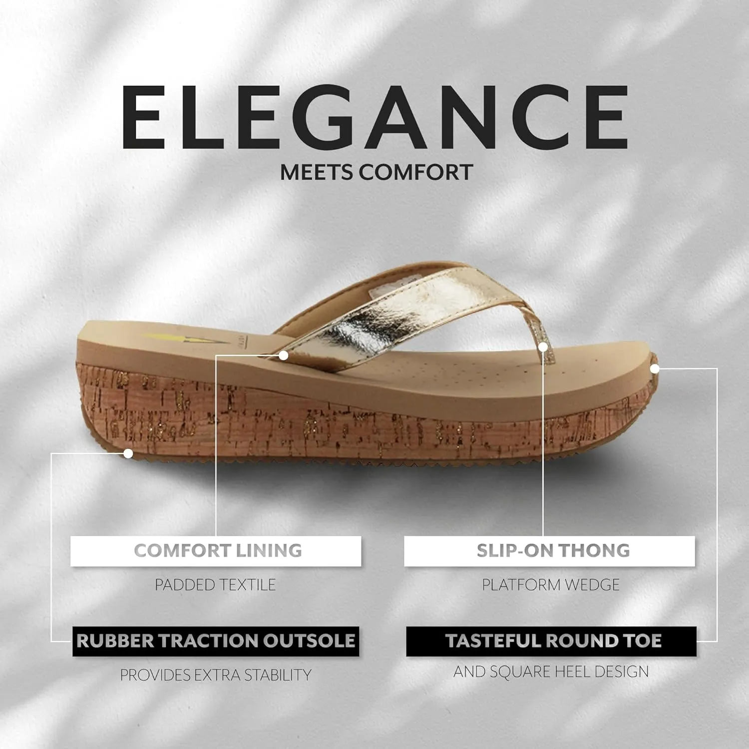 VOLATILE Neville Wedge Sandals for Women Featuring Soft Webbed Textile Thong Post, Padded Lining, and Slip-On Wedge Style