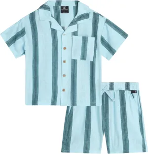 Volcom Toddler Boy Shorts Set - 2 Piece Short Sleeve Button Down Hawaiian Shirt & Matching Shorts, Little Boys Summer Outfits