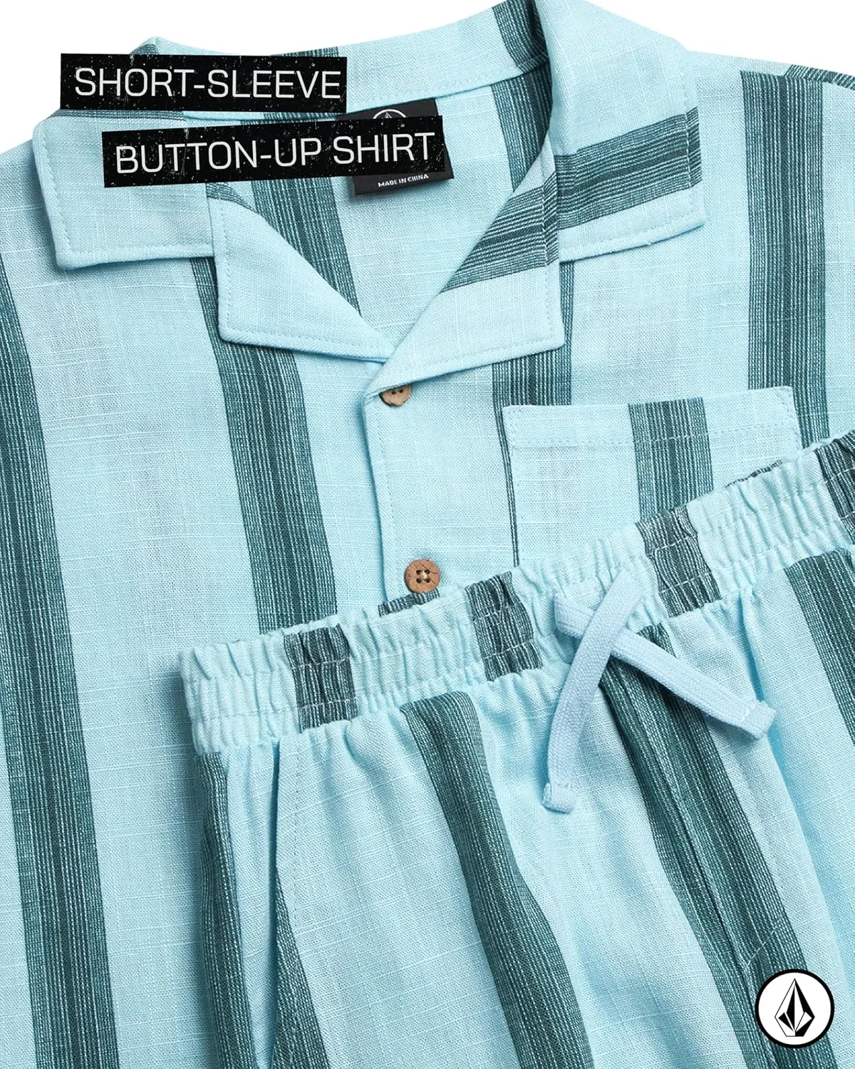 Volcom Toddler Boy Shorts Set - 2 Piece Short Sleeve Button Down Hawaiian Shirt & Matching Shorts, Little Boys Summer Outfits