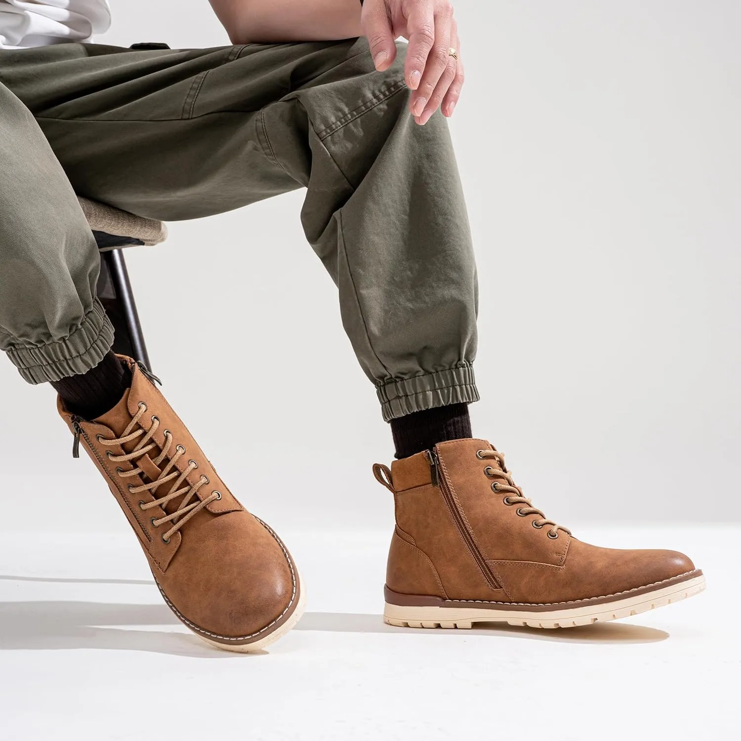 Vostey Men's Chukka Boots Motorcycle Casual Hiking Boot for Men