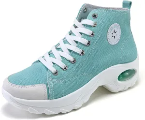 VV87 Women's Casual Canvas Air Cushion Sneakers High top Thick Sole Jogging Walking Shoes