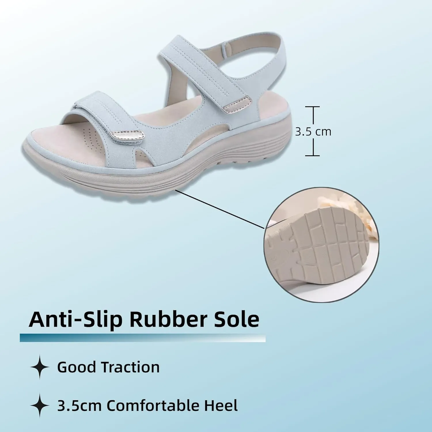 Walking Sandals Women Comfort Orthopedic Hiking Sandals Arch Support Sport Outdoor Thick Cushion Adjustable Strap Sandals