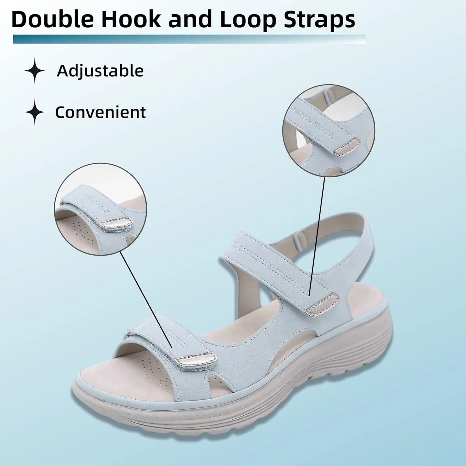Walking Sandals Women Comfort Orthopedic Hiking Sandals Arch Support Sport Outdoor Thick Cushion Adjustable Strap Sandals