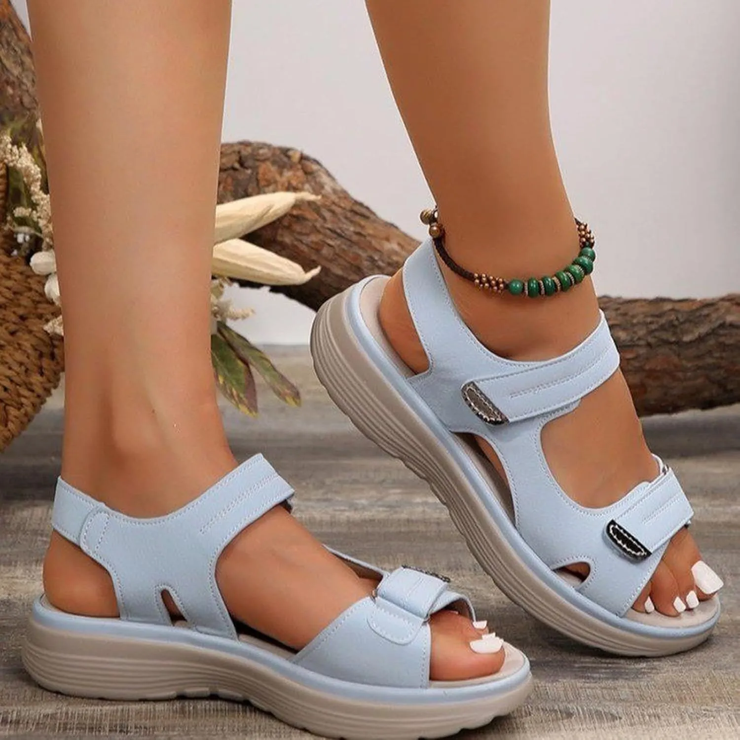 Walking Sandals Women Comfort Orthopedic Hiking Sandals Arch Support Sport Outdoor Thick Cushion Adjustable Strap Sandals