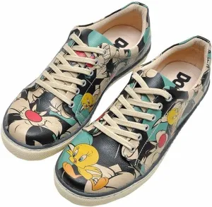 Warner BROS Sneakers for Women Personalize Your Life - Handmade Casual Shoes - Printed Fashionable Sneaker - Vegan and Environmentally Friendly
