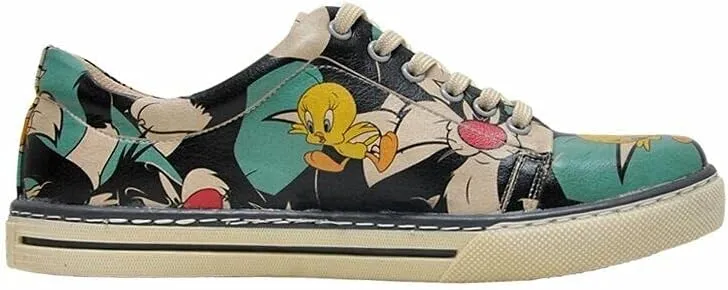 Warner BROS Sneakers for Women Personalize Your Life - Handmade Casual Shoes - Printed Fashionable Sneaker - Vegan and Environmentally Friendly