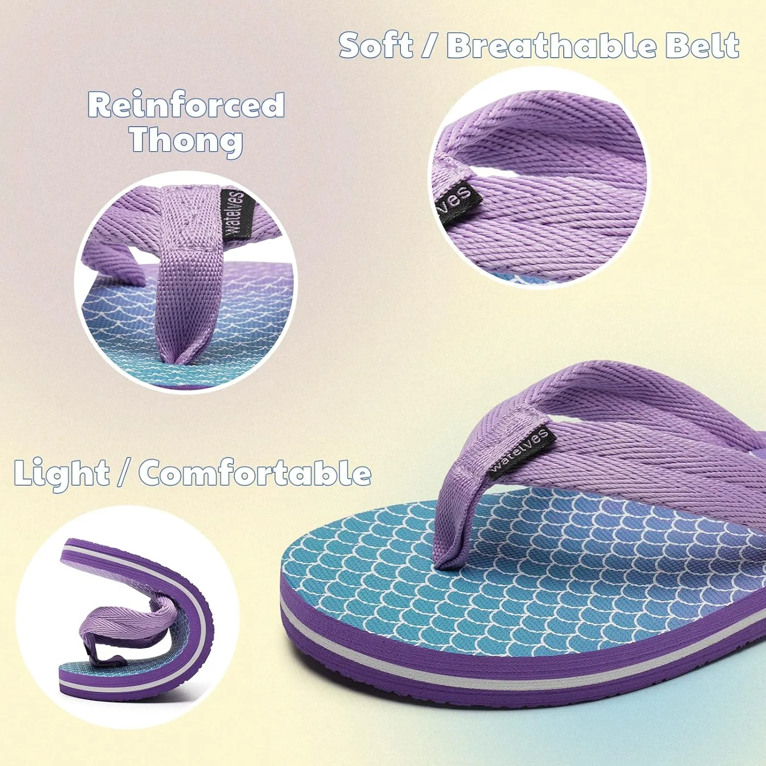 WateLves Girls Flip Flops Toddler Boys Girls Non-Slip Sport Sandals for Beach Swim Pool(Little Kid/Big Kid)