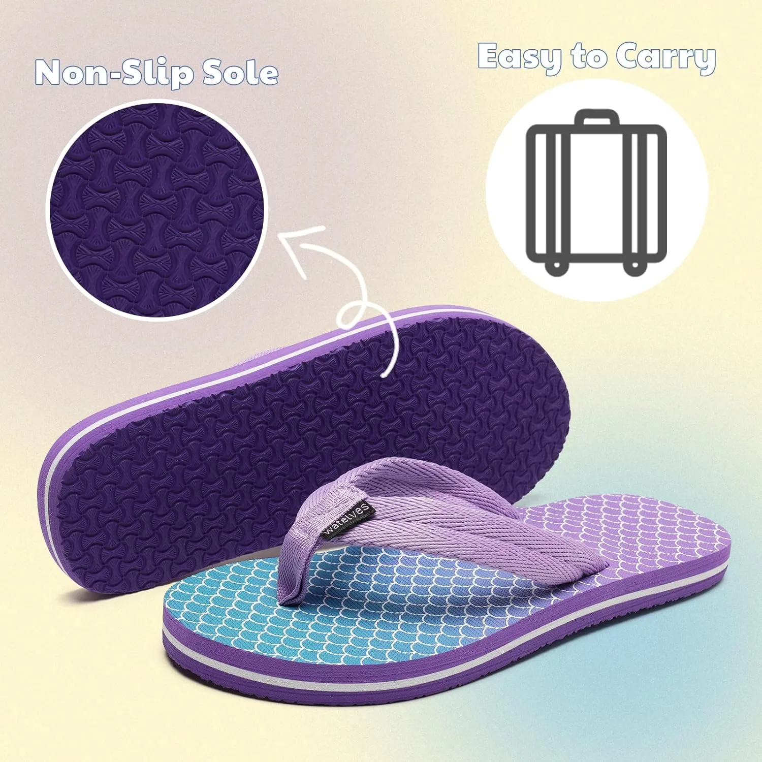 WateLves Girls Flip Flops Toddler Boys Girls Non-Slip Sport Sandals for Beach Swim Pool(Little Kid/Big Kid)