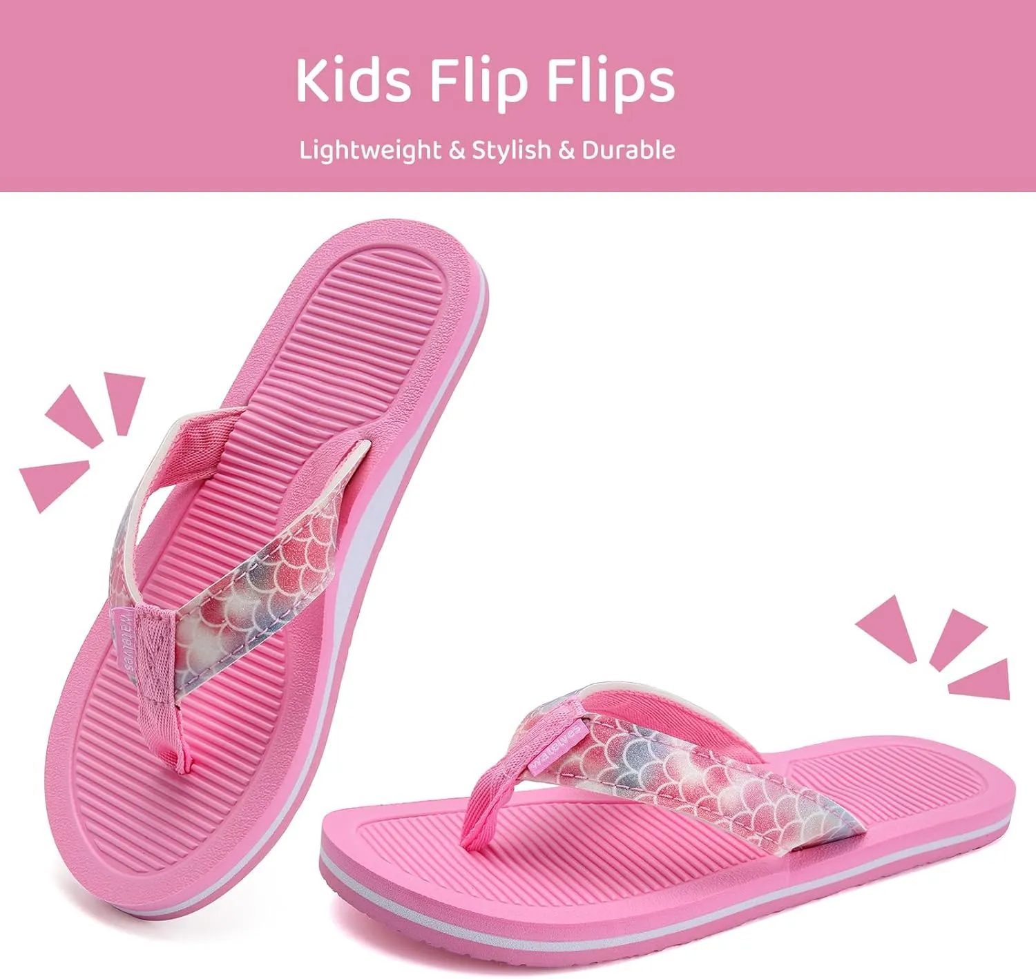 WateLves Girls Flip Flops Toddler Boys Girls Non-Slip Sport Sandals for Beach Swim Pool(Little Kid/Big Kid)
