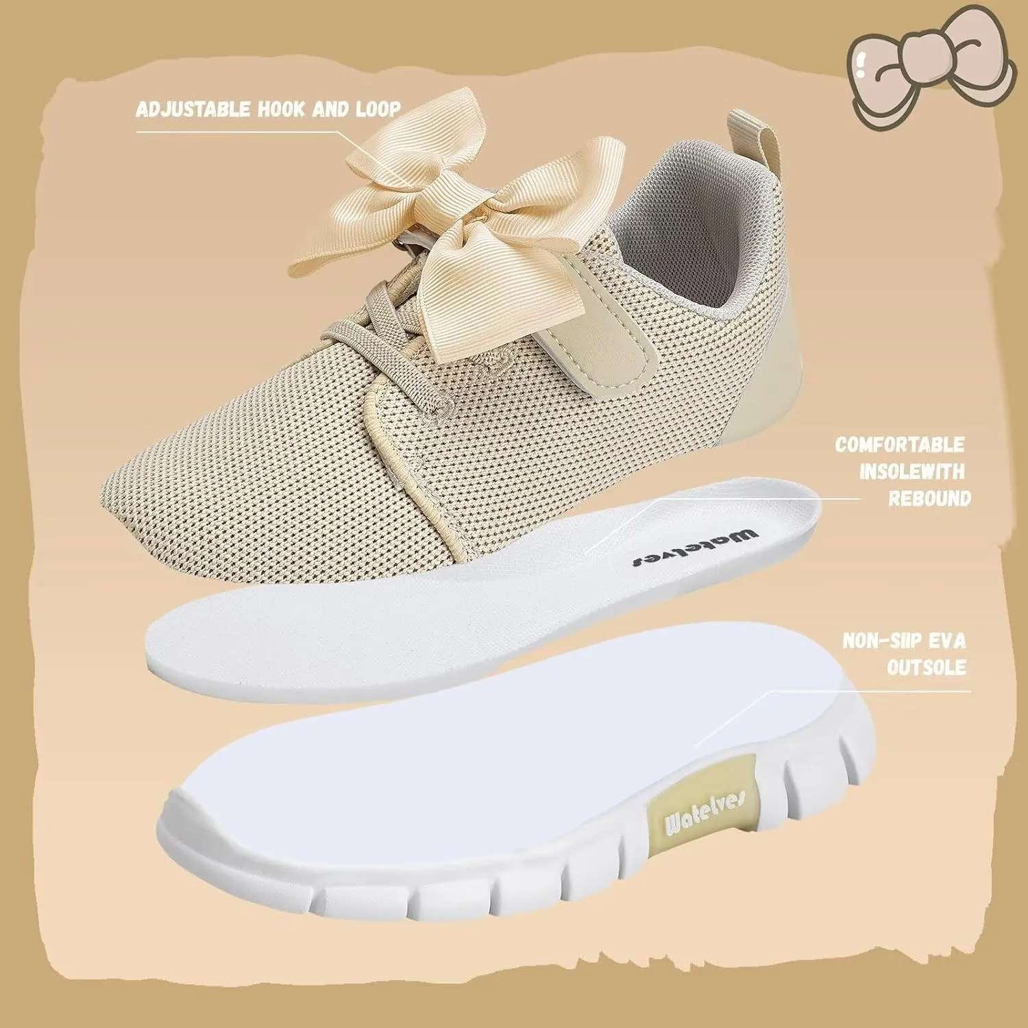 WateLves Girls Sneakers Lightweight Walking Shoes Comfortable Running Tennis Shoes for Toddler Little Kid/Big Kid