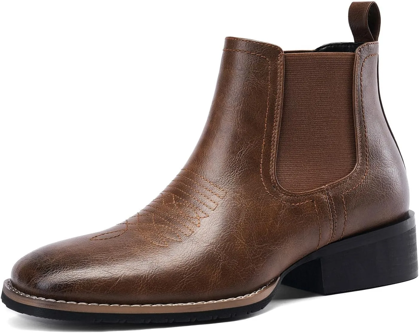 Western Cowboy Boots for Men Square Toe Comfortable Ankle Retro Stylish Boots