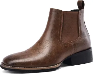 Western Cowboy Boots for Men Square Toe Comfortable Ankle Retro Stylish Boots