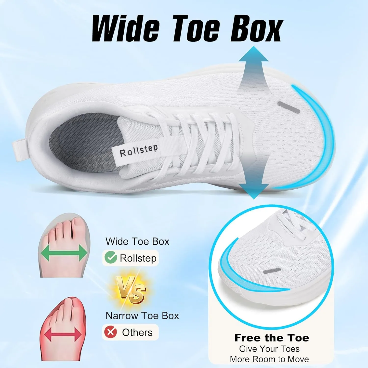 Wide Toe Box Shoes Women Sneakers Extra Wide Width Arch Support Non-Slip Tennis Athletic Ultralight Running Shoes for Women Walking Diabetic Plantar Fasciitis Footwear 6-12