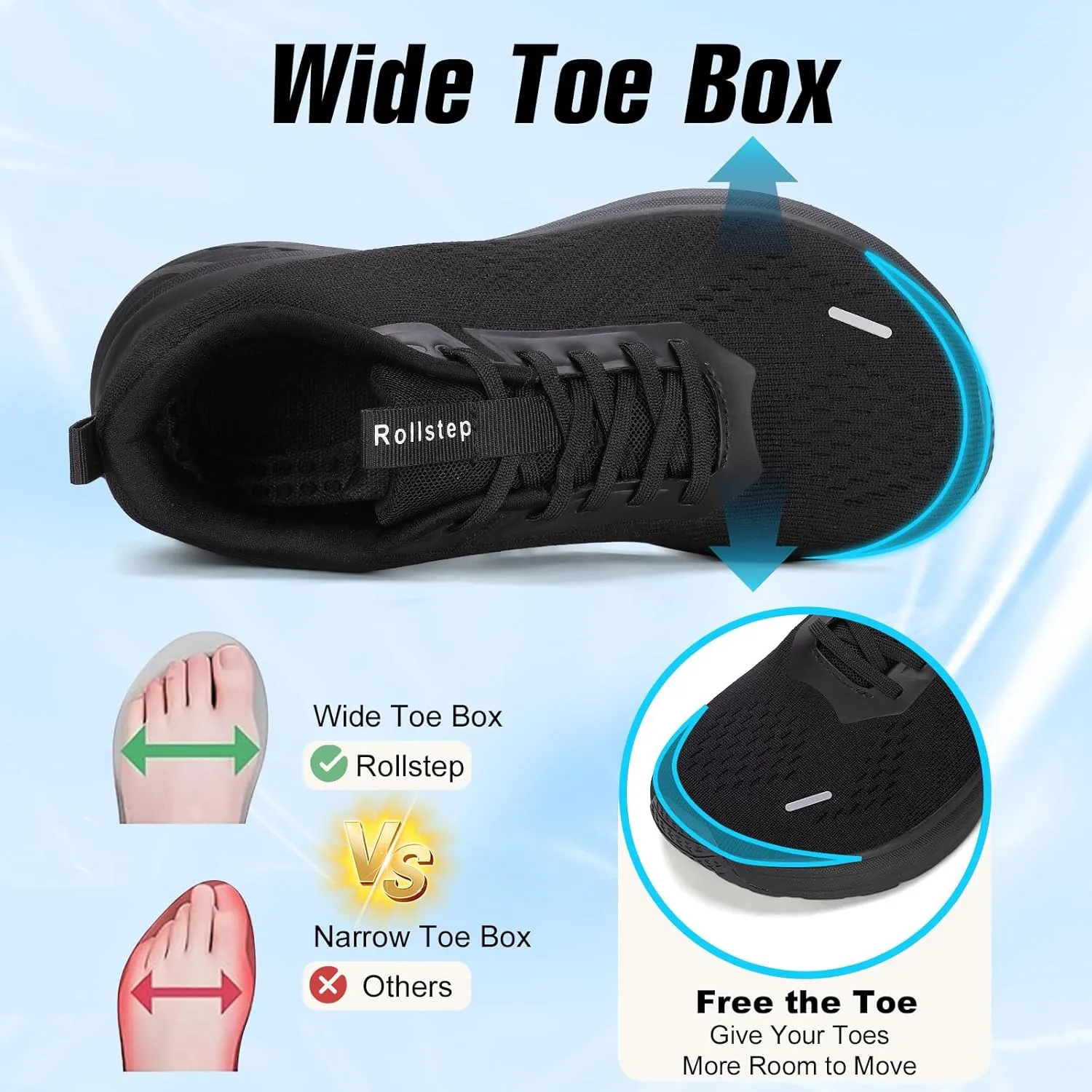 Wide Toe Box Shoes Women Sneakers Extra Wide Width Arch Support Non-Slip Tennis Athletic Ultralight Running Shoes for Women Walking Diabetic Plantar Fasciitis Footwear 6-12