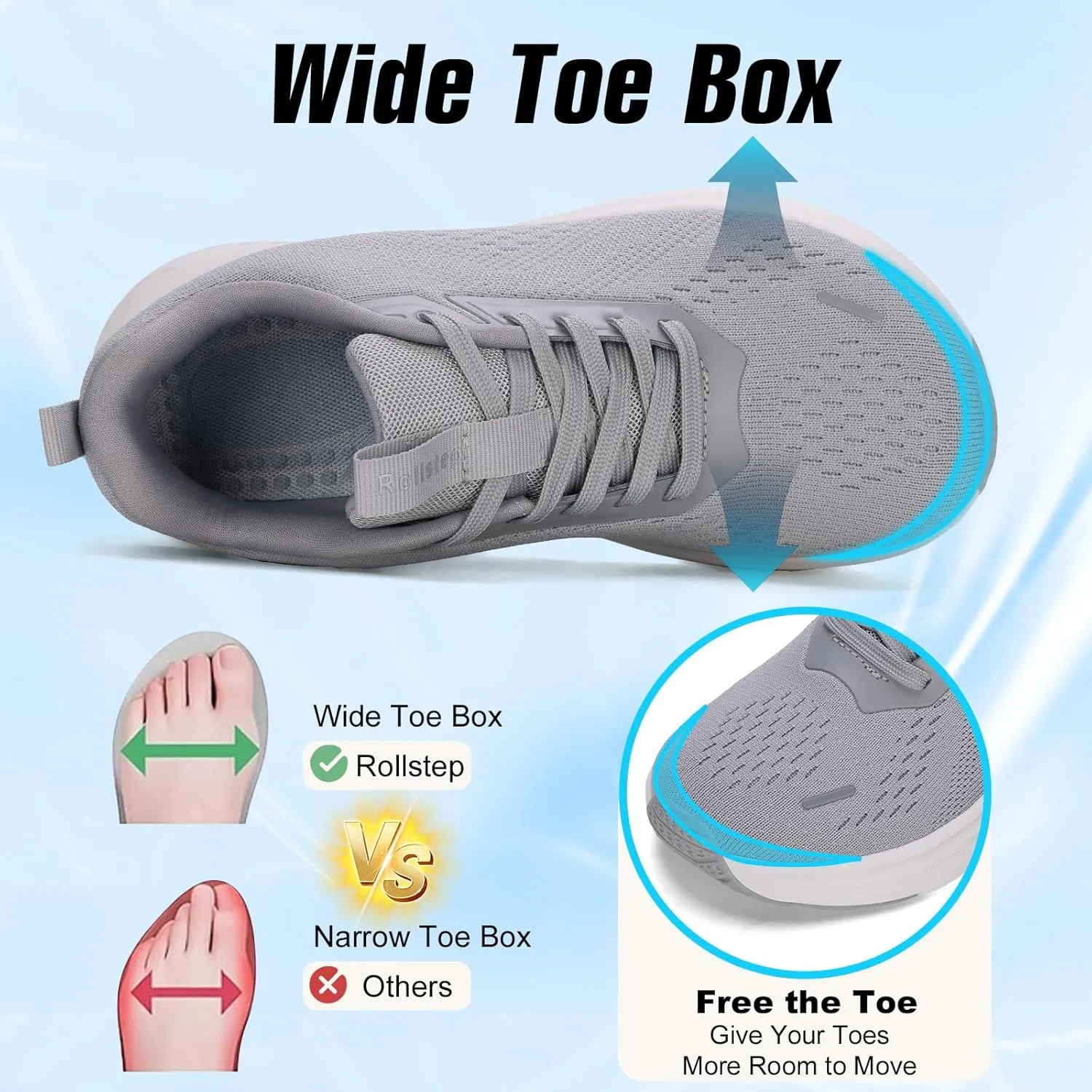 Wide Toe Box Shoes Women Sneakers Extra Wide Width Arch Support Non-Slip Tennis Athletic Ultralight Running Shoes for Women Walking Diabetic Plantar Fasciitis Footwear 6-12