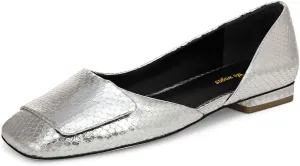 Women Fashion Pump Side Cut Ballet Flats Block Low Heeled Square Toe Slip On Shoes Working Shopping Party Size 4-16 US