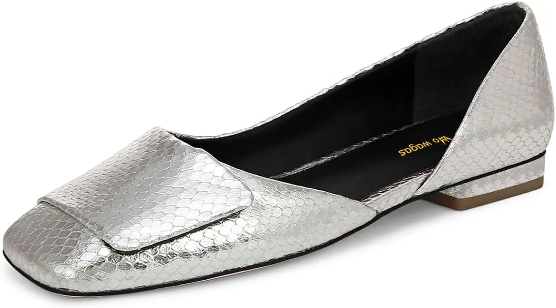 Women Fashion Pump Side Cut Ballet Flats Block Low Heeled Square Toe Slip On Shoes Working Shopping Party Size 4-16 US