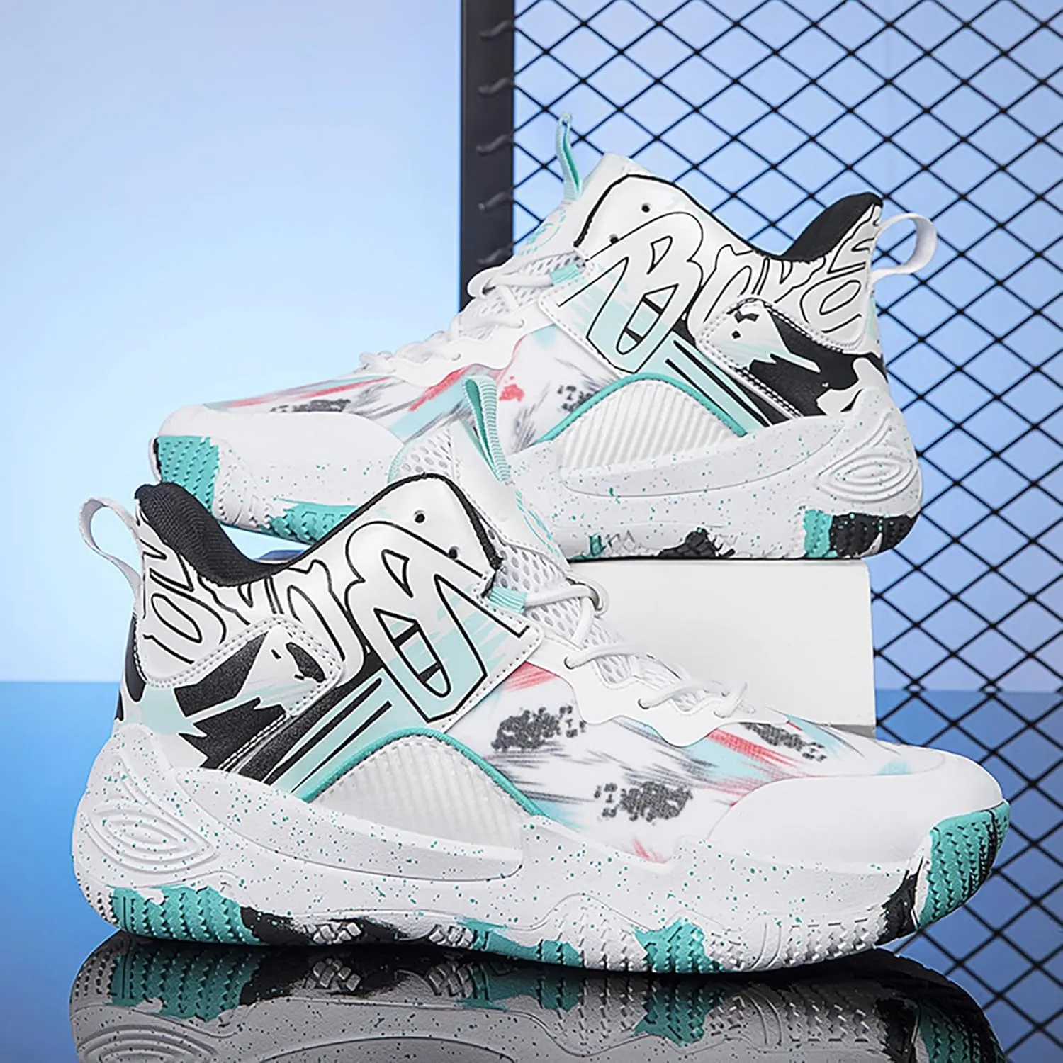 Women Men Basketball Shoes Fashion Running Sneakers Colorful Painting High Rebound Non-Slip Sport Shoes