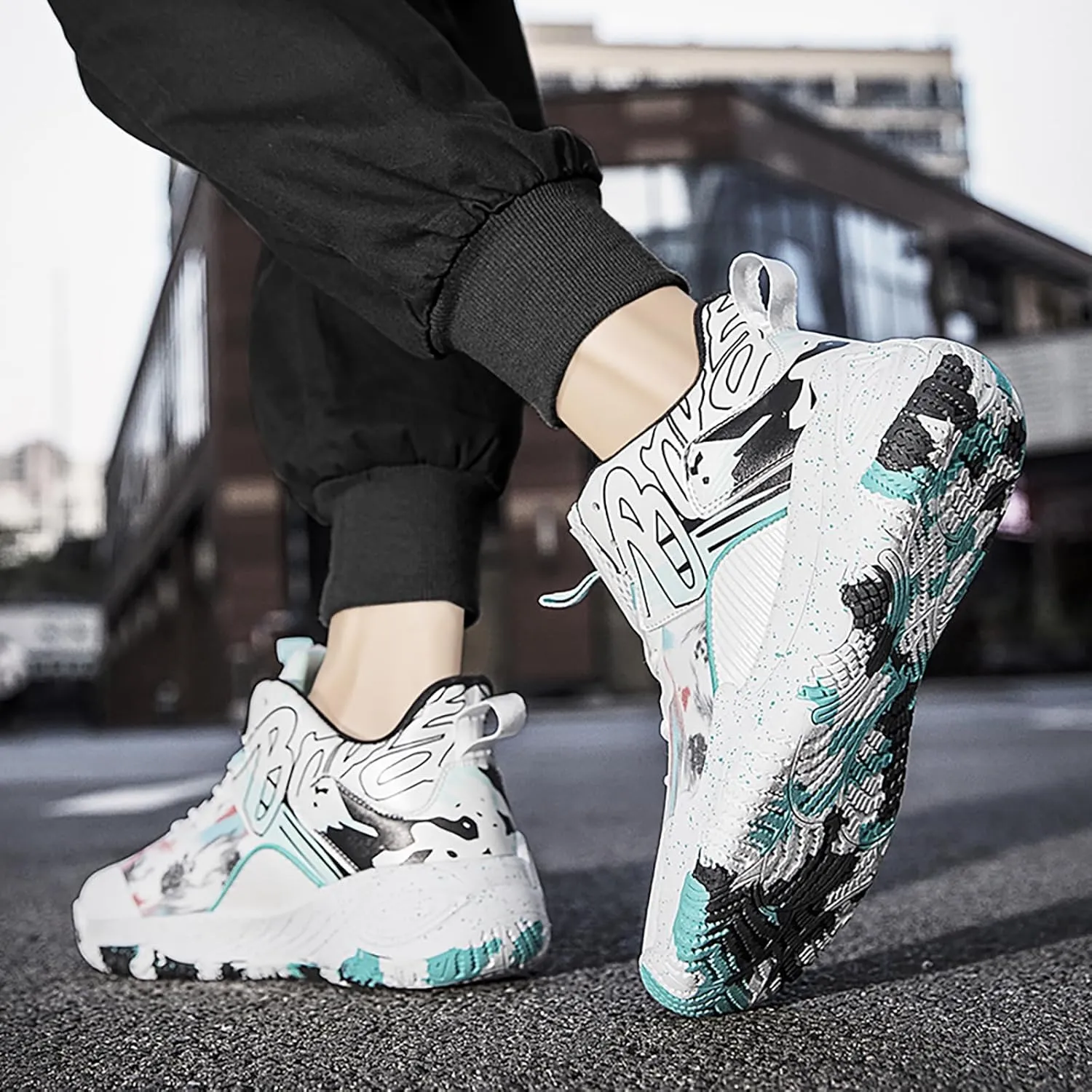 Women Men Basketball Shoes Fashion Running Sneakers Colorful Painting High Rebound Non-Slip Sport Shoes