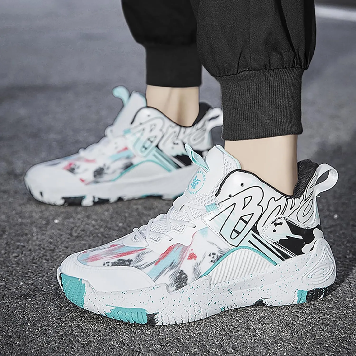 Women Men Basketball Shoes Fashion Running Sneakers Colorful Painting High Rebound Non-Slip Sport Shoes