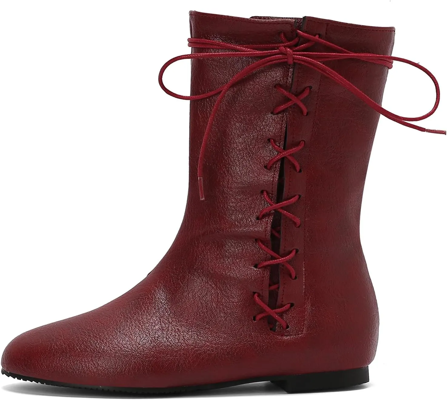 Women Retro Moccasin Mid Boots Flats Lace Up Ancient Roman Gladiator Boots