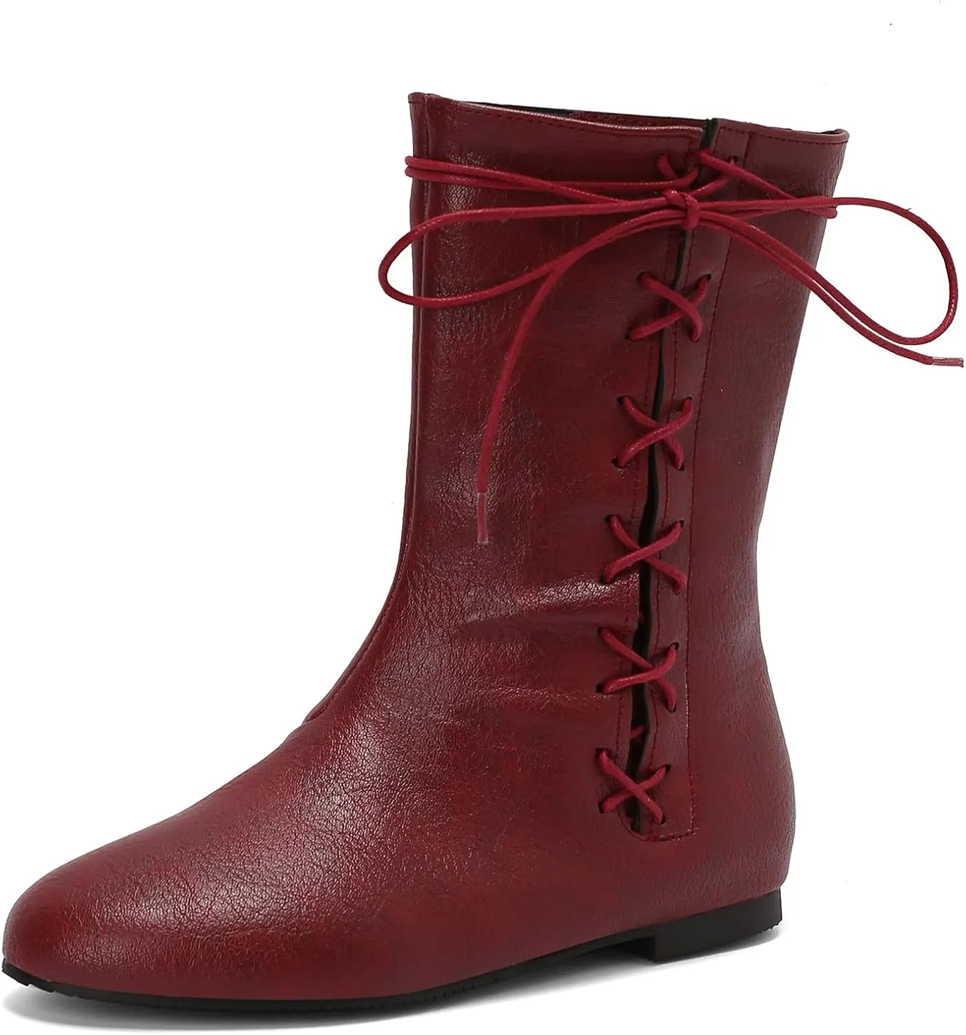 Women Retro Moccasin Mid Boots Flats Lace Up Ancient Roman Gladiator Boots